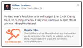 You can run, walk or bike and raise money for Feeding America using the Charity Miles free application