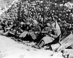 Schoolchildren from Asprangeli, Greece, enjoy a mid-day meal, with food provided by the United Nations Relief and Rehabilitation Administration after World War II. (Harry S. Truman Library)